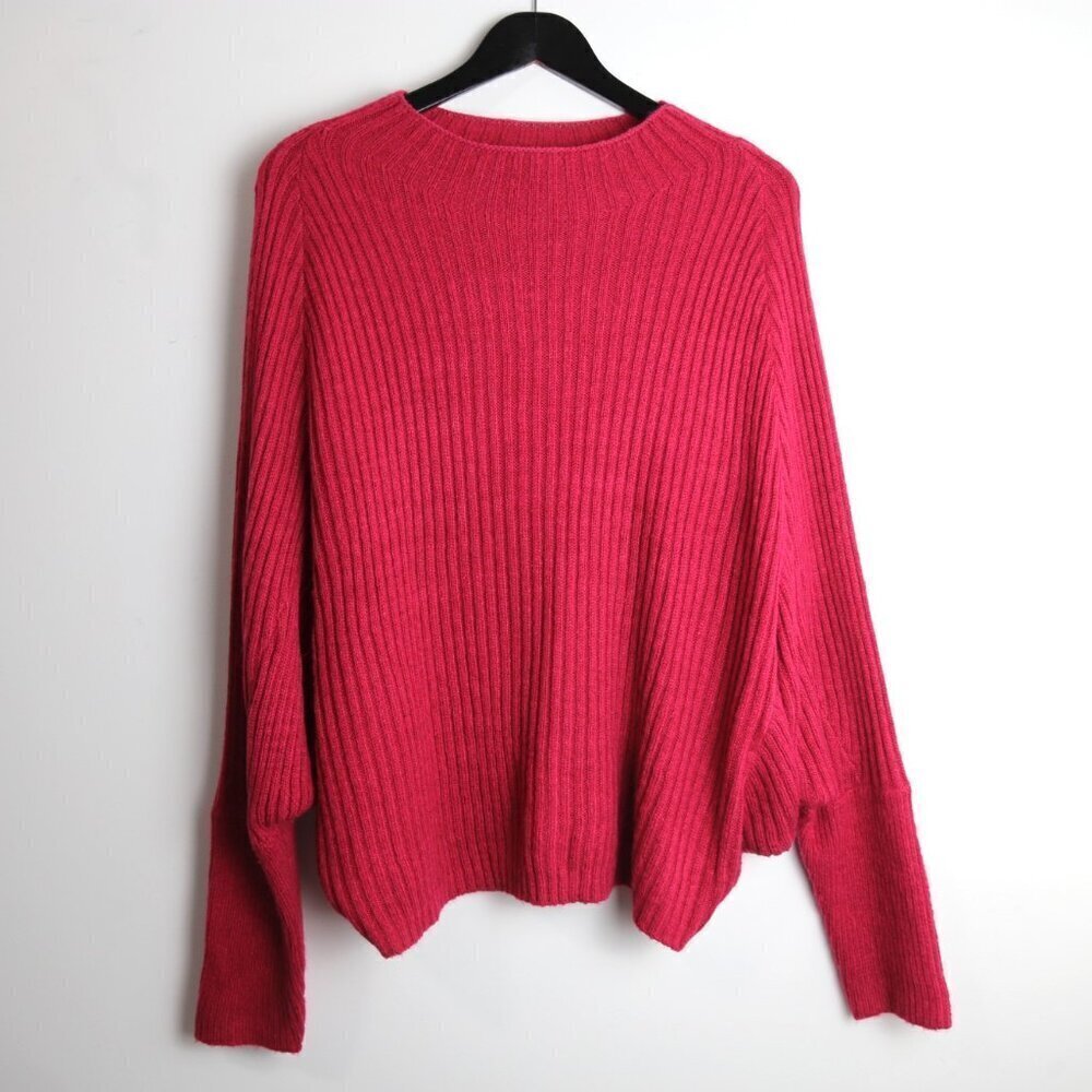 Eloquii Red Chunky Knit Mock Neck Acrylic Dolman Sleeve Ribbed Sweater Sz 22/24